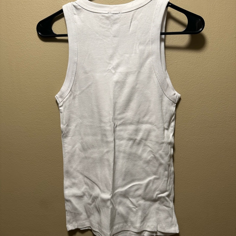 Express White Ribbed Tank Top (C181) - Picture 3 of 3
